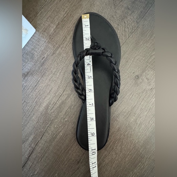 Tory Burch Benton Braided Black Leather Thong Sandals sz 9 - Picture 6 of 7